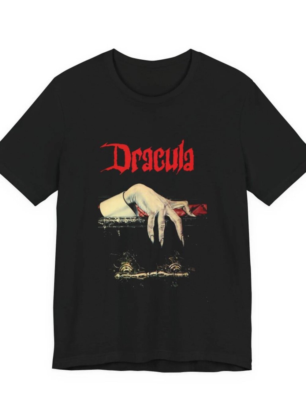 Dracula hand and coffin Tee | Vampire coffin horror shirt